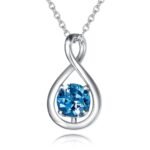 Birthstone Octagonal Pendant Sterling Silver Zircon Four Claw Necklace - Image 8
