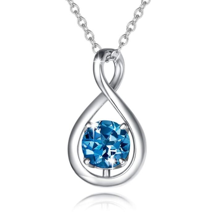 Birthstone Octagonal Pendant Sterling Silver Zircon Four Claw Necklace - Image 8